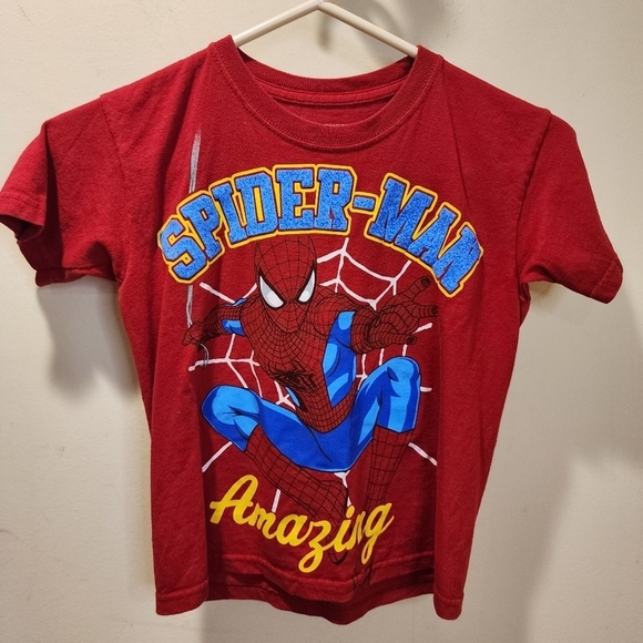 Marvel The Amazing Spiderman red kids short Sleeves t-shirt size 8 - Picture 2 of 7